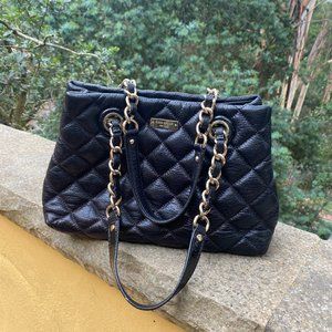 NWOT Kate Spade Black Quilted Shoulder Bag with Gold Chains